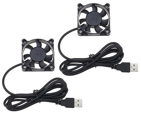 EMSea 2pcs USB Ventilateur de Refroidissement sans Balais DC 5V 0.13A 50mm x 50mm 5200 TR/Min pour Ordinateur Console de Jeu DVR Routeur 1.2 Mètres de Longueur de Câble