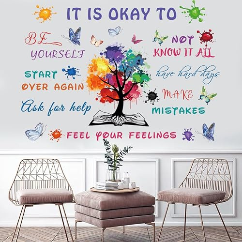 CASADECOR Wandtattoo mit buntem inspirierendem Zitat, motivierender Vinyl-Aufkleber für Kinderzimmer, positiver Spruch für Kinderzimmer, Klassenzimmer-Dekor, ein Set