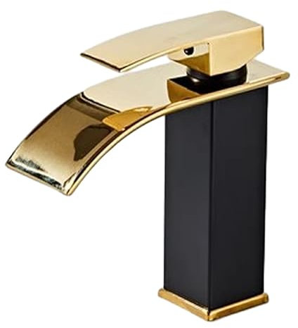 lmoikesz Robinet d'évier de salle de bains étanche et Durable, facile à installer, robinet d'évier de lavabo à moderne en acier inoxydable, short en or noir