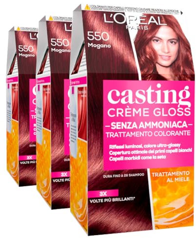 L'Oréal Paris Coloration Casting Crème Gloss Haarfärbebehandlung ohne Ammoniak Farbe 550 Mahagoni - 3 Farben