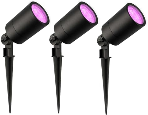 Ledvion - 3X RGBWW LED Strahler, Schwarz, IP65, 5W, RGBWW, 1 Meter Kabel, LED Strahler, Außen Garten Spot
