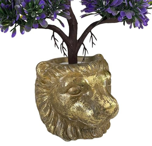 Aspinaworld Figurine Lion Pot de fleurs 10 cm Figurine décorative en résine