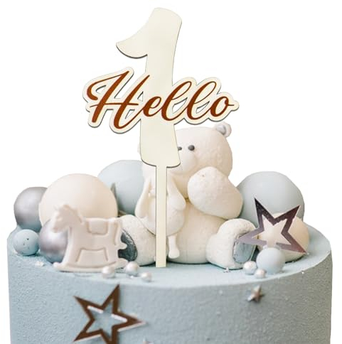Tortendeko 1. Geburtstag Junge Mädchen, Cake Topper aus Holz für Dekoration, Tortendeko