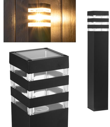 Lumiled Wegeleuchte Außen Pollerleuchte Außenstehleuchte Stehlampe Außenleuchte Außenbeleuchtung Gartenleuchte Wegelampe stehend 50cm IP44 schwarz spritzwasserdicht Aluminium E27 Fassung max 12W