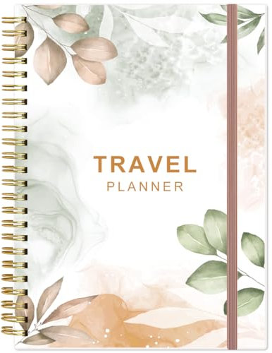 Travel Journal for Women & Men, Vacation & Road Trip Planner Organizer, Travel Notebook for 6 Trips, Trip Planner Gift to Record Memories and Adventures from Special Trips, 5.8 x 8.5, Rose Leaf
