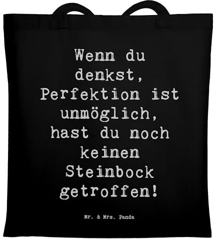 Mr. & Mrs. Panda Laptoptasche Spruch Steinbock Perfektion - Geschenk, Zodiac, Geschenke Sternzeichen, Perfektionismus, Schultertasche, Astrologie, Umhängetasche, Tüte, Tote Bag, Tasche, Horoskop