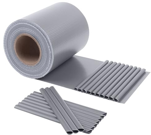 HENG FENG Brise-Vue pour Clôture Double Barreaux 50m x 19cm - Rouleau PVC Renforcé 450g/m² - Résistant UV et Intempéries - Protection Visuelle Totale - Inclus 30 Clips (Gris)