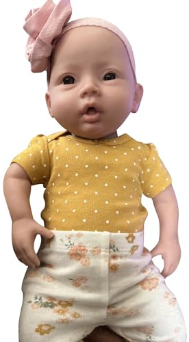 Yuewen 18.5Inches Full Silicone Baby Doll Non Vinile Dolls Molto Realistico e Morbido Full Silicone Neonato Baby Dolls Lifelike Girl Baby Dolls (Beige)