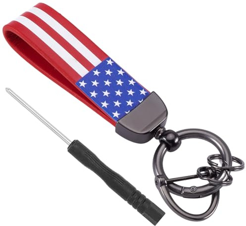 GORGECRAFT Rotguss Schlüsselanhänger Aus Metall Verlorensicherer D Ring Auto Schlüsselanhänger Rote Amerikanische USA Flagge Um 360 Grad Drehbarer Schlüsselring Mit Ring Aus Zinklegierung Universelles
