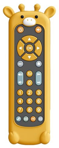 Giocattolo telecomando per bambini con telecomando realistico per bambini – Giocattolo per imparare i numeri con custodia per massaggiagengive in silicone a di animale | 3 lingue (inglese,