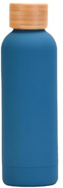 500ML Cup with Bamboo Lid,Vacuum Flasks,Double Wall Stainless Steel,Frosted,Outdoor,Home Water Bottle,Mug(Lake Blue)