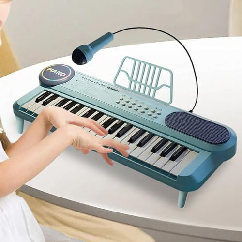 37 Keys Kids Piano Keyboard with Microphone & Stands, Kids Electronic Music Kid Piano Keyboard, Portable Music Piano for Kids Educational Electronic Musical Instrument, for 3+ Years Old