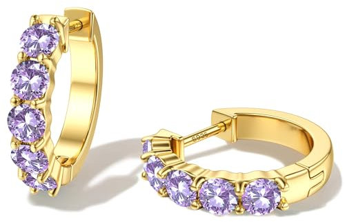 Dochais Orecchini a cerchio placcati in oro 14K con zirconi - Borchie ipoallergeniche in argento 925 per donne e uomini: regalo di tendenza