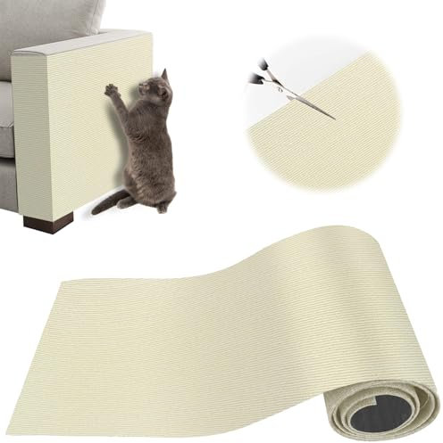 Griffoir Chat Canapé, Protection Canape Chat Anti Griffe 200 x 40 cm, Griffoir pour, Facile à Couper,Meubles,Murs,Sisal et Moquette (Beige)