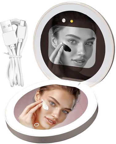 UV Camera for Testing Sunscreen | Compact Makeup Mirror | External Battery Foldable UV Camera with Dimmable LED Light for Travel, Home, Dressing Table, Sall