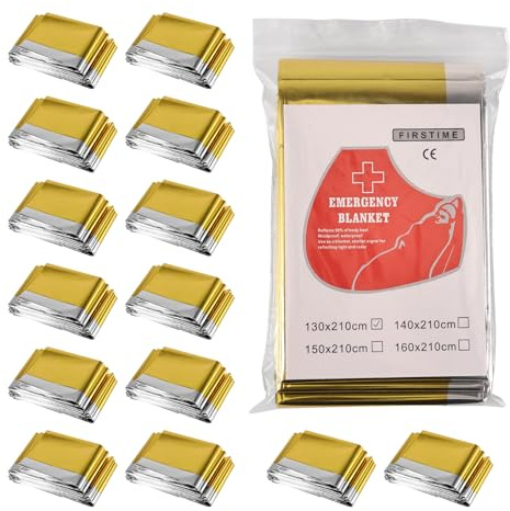 Silkwish Rettungsdecke 15er-Set Gold/Silber - 210 X 130 cm Rettungsdecken, Notfalldecke, Wärmedecke Erste Hilfe - Rettungsfolie für Notfallsituationen und Allwetterbedingungen - 15X Emergency Blanket
