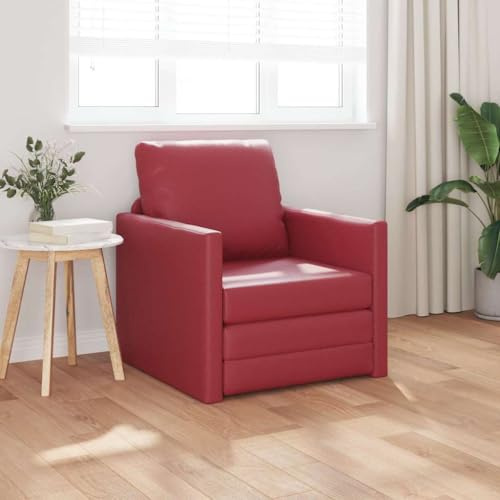 WSJHUHK Bodensofa, Bett, Weinrot, 74 x 77 x 81 cm, Kunstleder, Möbel, Sofas