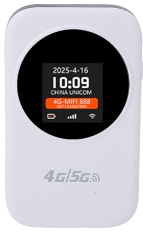 VELATEMOR 4G Mobile Hotspot 2.4G WiFi, Router Modem 4G LTE Sbloccato con Slot per Schede SIM, Router Portatile con Supporto per il Display di Tempo 8-10 Utenti per Auto da Viaggio