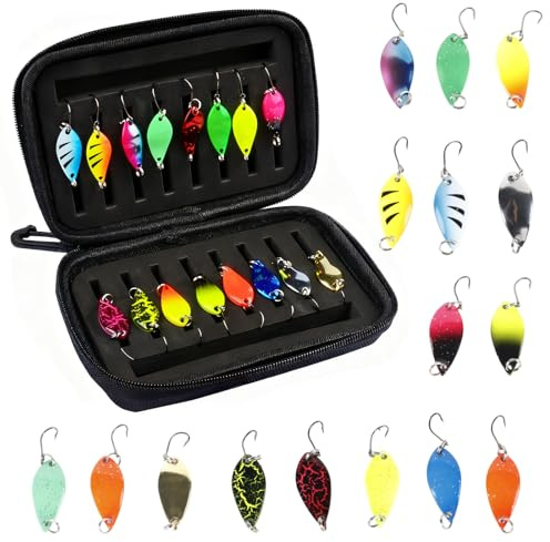 Zyiphor 16 Stück Spoons Forelle Set Forellenköder, Kunstköder Spinner Blinker Angeln 2.5g 3.5g 5g, Angelköder Set mit Köderbox,Praktisches Angelzubehör für Forellen, Barsch, Zander, Hecht
