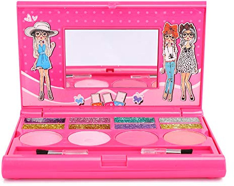 Jxngery Tragbare Kinder-Make-up-Kosmetik-Spielbox, Lipgloss-Lidschatten-Set, Mädchen-Geschenk