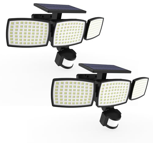 Lumisky 2 Stück Solarstrahler, leistungsstarke Beleuchtung mit Bewegungsmelder, LED, kaltweiß, zum Befestigen, 2 x Sparky H13 cm