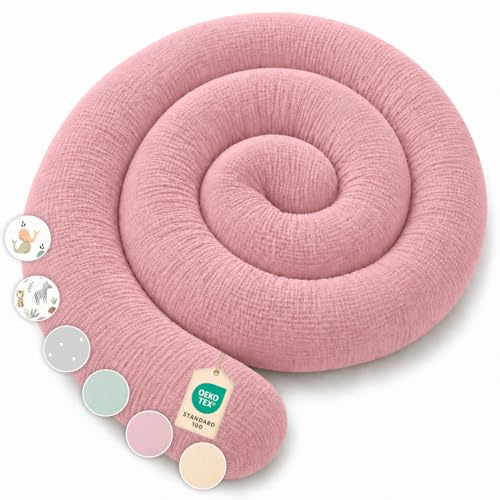 Lovely Hippo Seitenschläferkissen aus 100% Baumwolle – Bettschlange Body Pillow, Lange Kopfkissen Bettrolle, Nackenrolle Kissen (Flieder, 300 cm)