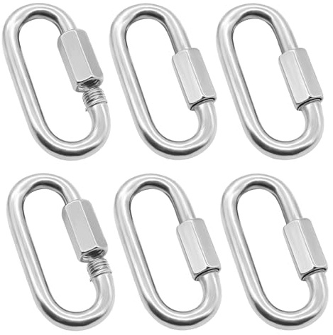 JYXNU 6 PCS Maillon Rapide M4, Mousqueton à Vis INOX Maillon Rapide, Connecteurs Rapide, Chaîne pour extérieur/intérieur, Boucles à chaîne à dégagement Rapide pour l'escalade et l'alpinisme, Argent