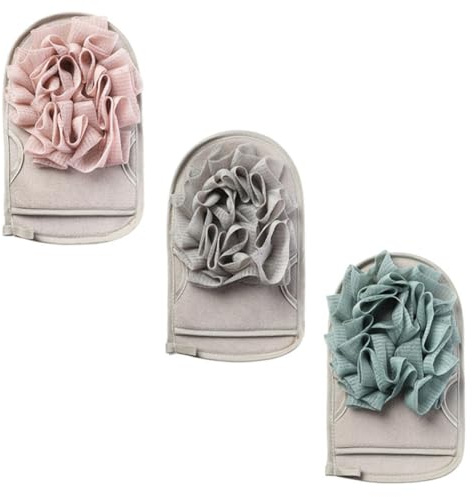 Badepeelinghandschuhe für Kinder, Wiederverwendbar, Duschhandschuhe | Viscosefaser, Schwamm und Pe, für Rücken und Arme, Produziert Schaum, 3 Stück Zufällige Farbe