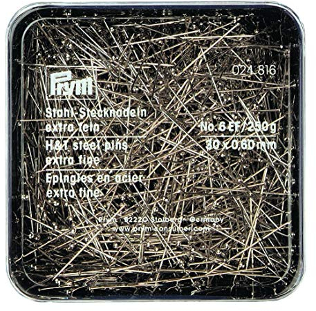 Prym 024816 Stecknadeln, 0,60 x 30mm, silberfarbig, 250g, Kunststoffdose