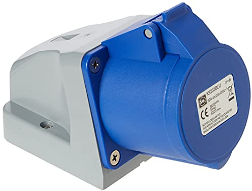 MK Commando K9233 32A 2P+E 200-250V Angled Socket Outlet (IP44) - Blue