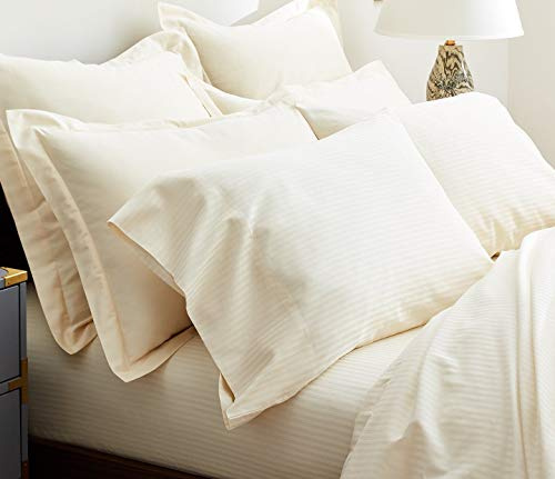 viceroy bedding 100% Egyptian Cotton, BOUTIQUE STRIPE Oxford Pillow Cases, CREAM, Pair 800 Thread Count