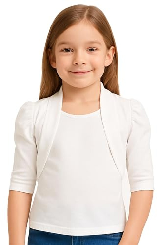 New Kids Girls Ruched Sleeve Stylish Shrug Bolero Cropped Cardigan 2-13 Years