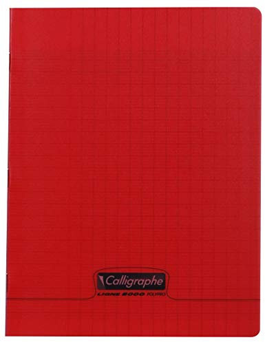 Calligraphe 18343C Un Cahier Agrafé Rouge (une Marque de Clairefontaine) - 17x22 cm - 192 Pages Grands Carreaux - Papier Blanc 90 g - Couverture Polypro Transparent