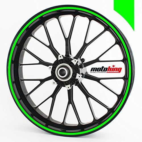 Motoking Felgenrandaufkleber 360° in Neonfarben/ganzer Kreis / 15 bis 18 / 9 mm/NEON GRÜN