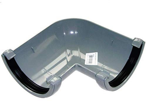 FLOPLAST 112mm Round Gutter Pipe 90 Degree Angle - Grey - Pack of 2