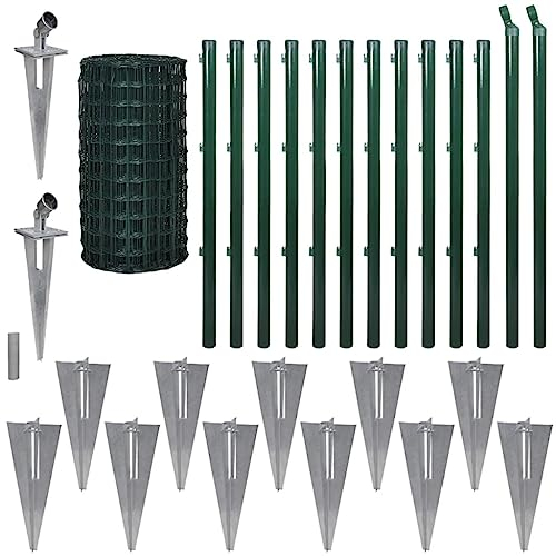 vidaXL Maschendrahtzaun Set 25x1,7m Stahl Grün Maschendraht Gartenzaun Zaun