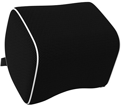 bonmedico Cuscino per sedia da ufficio, casa, ufficio, Auto, cuscino lombare ergonomico, supporto lombare in Memory Foam, Wellness Nero (XX-Small)