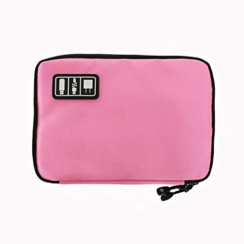 Sac de rangement pour gadgets et accessoires électroniques, étui de rangement pour câble USB, chargeur de batterie externe, sac pour kit numérique, rose