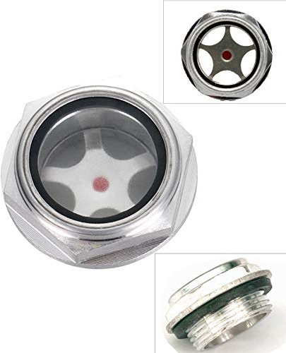 Lot de 2 raccords de compresseur d'air en aluminium avec filetage mâle en verre transparent pour niveau d'huile (33 x 1,5)