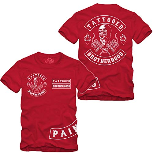 Tatouage Brotherhood - T-shirt - Tattoo oed Shop - Bruderschaft Machine Paint Pain - Rouge - Small