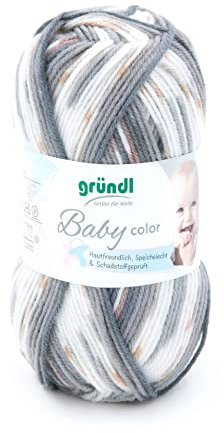 Gründl 3457-08 Garn, 70% Polyacryl 30% Polyamid, Beige Braun Grau Weiß Mehrfarbig, ca. 150 m, 50 gram