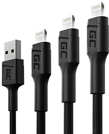 GC Ray LED | SET 3x 30cm 120cm 200cm Lightning Kabel Nylon Ladekabel Schnellladekabel für Apple iPhone 13 12 11 SE Pro/Max | iPhone X XR XS Max | iPhone 8 7 Plus | iPhone 6 6S 5 5C 5S | iPad Air/Pro