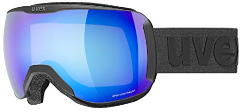 uvex downhill 2100 CV - Skibrille für Damen und Herren - konstraststeigernd - verzerrungs- & beschlagfrei - black matt/blue-green - one size