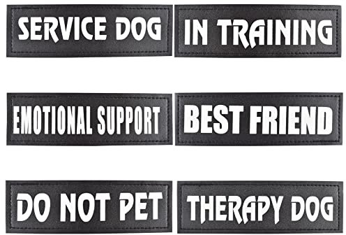6 Stück Service Dog Patches, abnehmbarer Service Dog Patch mit Haken Rückseite, reflektierende Patches für Hundegeschirr