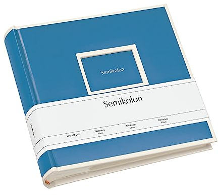 Semikolon 364065 200 Pockets Album - 23 x 22,3 cm - 100 Seiten cremefarben, für 200x 10x15 Fotos - azzurro hell-blau