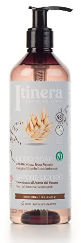 Itinera Flüssigseife mit Haferstroh – 370 ml – 95% natürliche Inhaltsstoffe – sanfte und pflegende Formel – Aroma von Milch und Vanille – umweltfreundliche Verpackung
