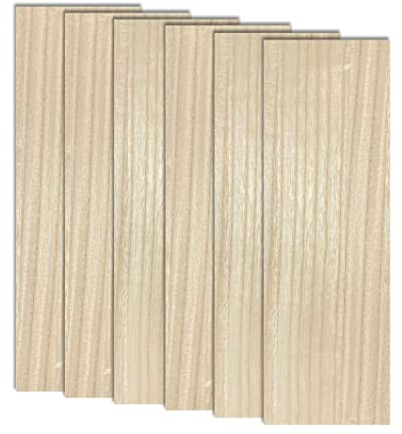 Furniertes, doppelseitiges Paulownia-Holz, MDF-Kern, 6,4 mm, 12,7 x 38,1 cm, Spanplatten, unlackierte Holz-Leinwandplatten, Schilder zum Basteln, 6 Stück
