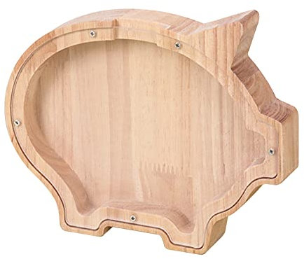 RoxNvm Spardose Kinder, Sparschwein aus Holz, Visualisierung Abnehmbar Spardose Holz, Personalisierte Tiere Spielzeugkiste Gelddose für Kinder Geschenk Innendekoration