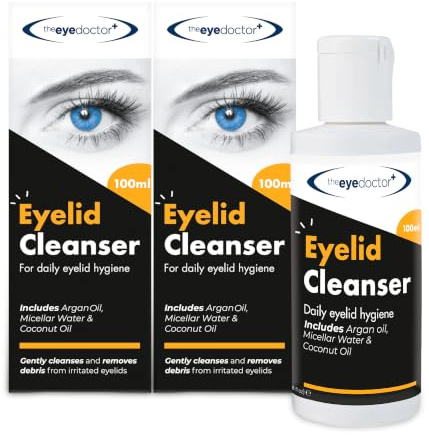 The Eye Doctor Lid Cleanser Twin Pack – Eyelid Cleanser to remove debris and make up from eyelids – Suitable for sensitive eyes – Contains Argan Oil Coconut Oil and Micellar Water 2x 100ml | Micellar Water, Argan Oil, Coconut Oil, No Rinse Formula, Makeup Removal, Refreshing Cleanse, Sensitive Skin
