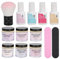 Nail Dip Powder Nail Kit Starter, 6 Colors Dipping Powder Set for DIY Salon Nail Art Manicure with Base Top Coat Activator Brush Saver Christmas Gift Decoration Gift for Mom(K1214)